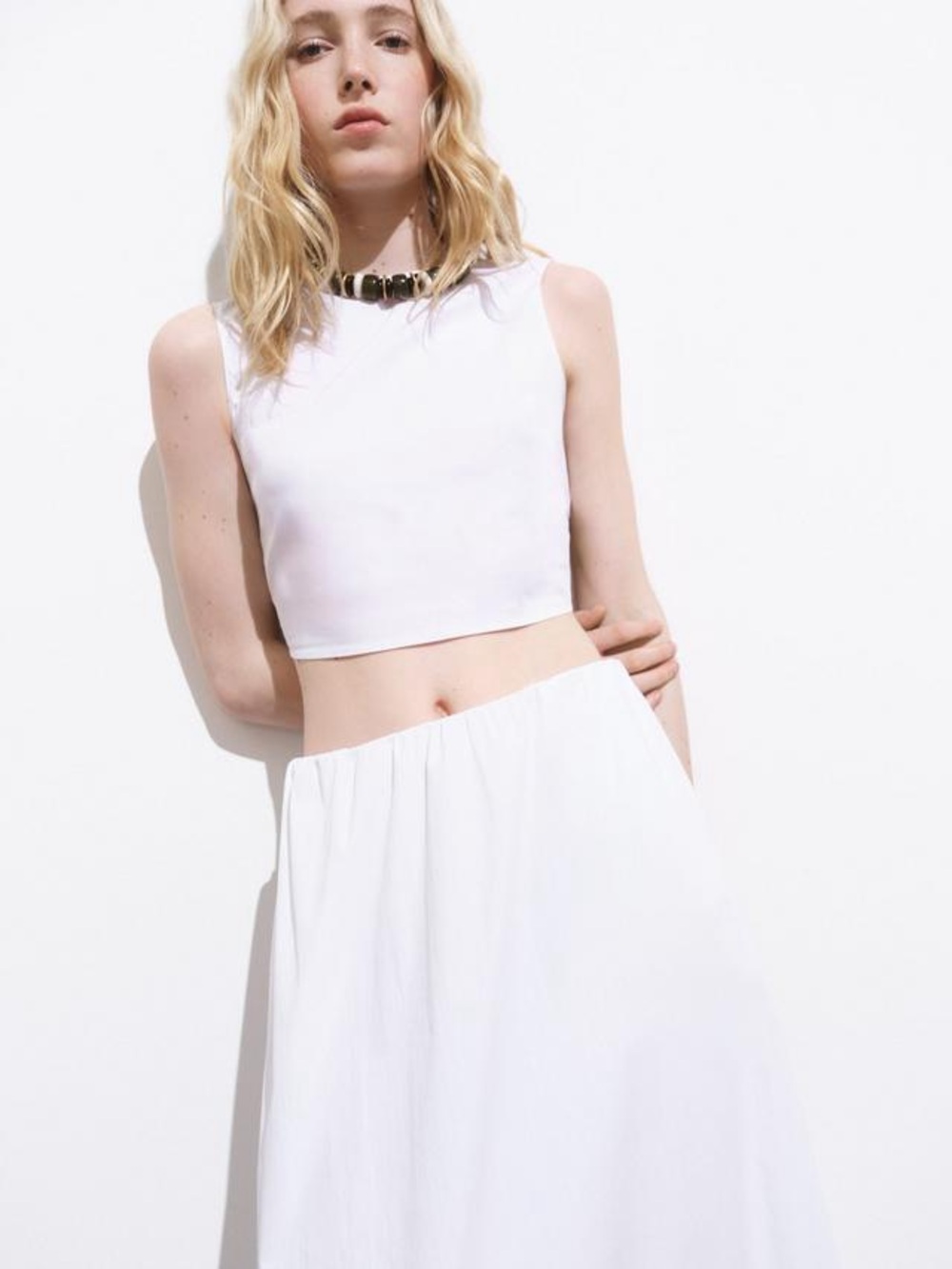 Mango White Cropped Tank Top